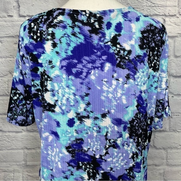 Tanjay Petite Short Sleeve Abstract Multi Color Top Size Medium Petite - Picture 8 of 11